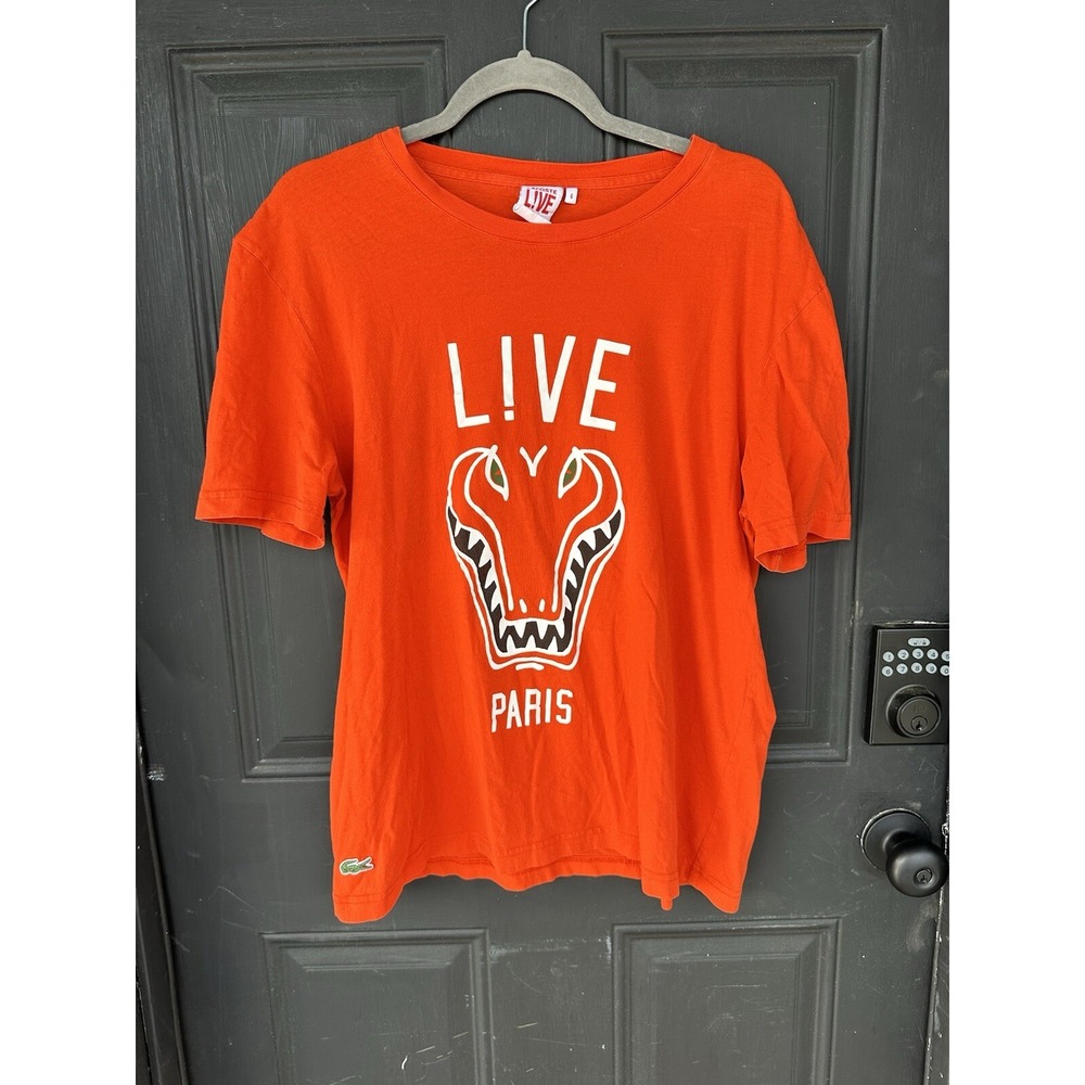 LACOSTE L!VE PARIS MEN'S COTTON ORANGE SHORT SLEEVE‎ SHIRT SIZE 6